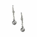 Sterling Silver 5.5 - 6 mm Freshwater Cultured Black Pearl Lever Back Earring